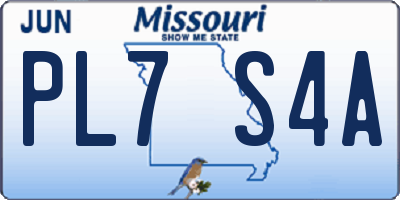 MO license plate PL7S4A