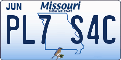 MO license plate PL7S4C