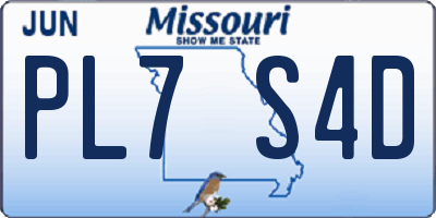 MO license plate PL7S4D