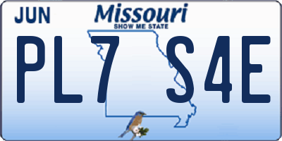 MO license plate PL7S4E