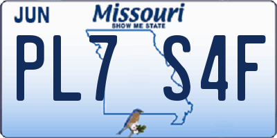 MO license plate PL7S4F
