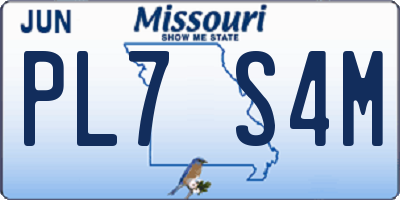 MO license plate PL7S4M