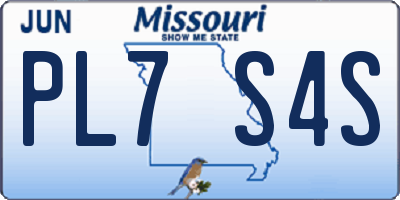 MO license plate PL7S4S