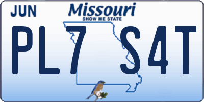 MO license plate PL7S4T