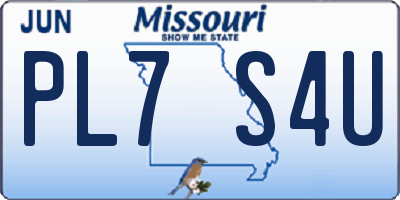 MO license plate PL7S4U