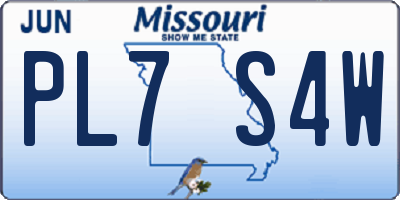 MO license plate PL7S4W