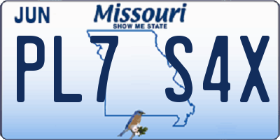 MO license plate PL7S4X