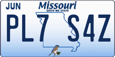 MO license plate PL7S4Z