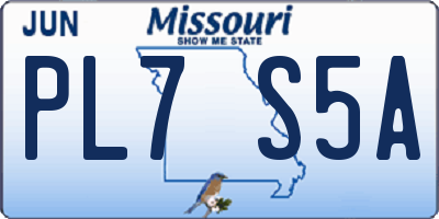 MO license plate PL7S5A