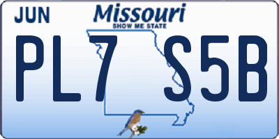 MO license plate PL7S5B