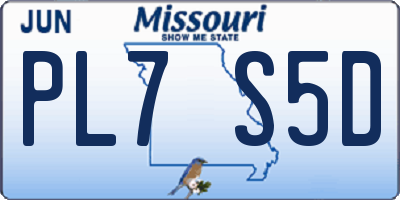 MO license plate PL7S5D