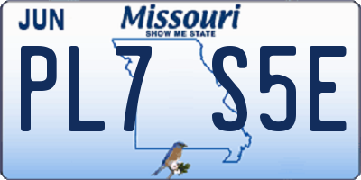 MO license plate PL7S5E