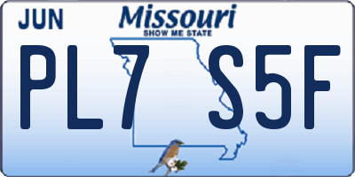 MO license plate PL7S5F
