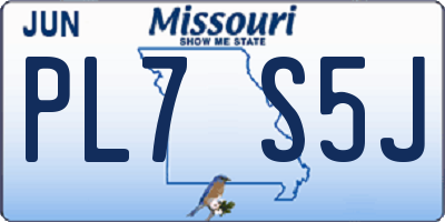 MO license plate PL7S5J