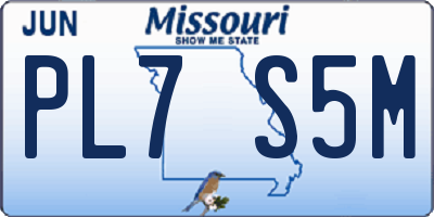 MO license plate PL7S5M