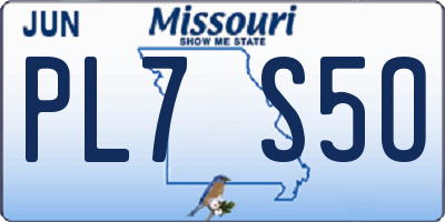 MO license plate PL7S5O