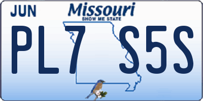 MO license plate PL7S5S