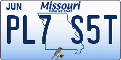 MO license plate PL7S5T