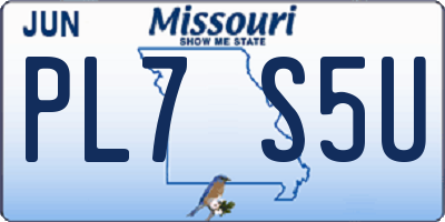 MO license plate PL7S5U