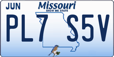 MO license plate PL7S5V