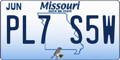 MO license plate PL7S5W