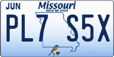 MO license plate PL7S5X