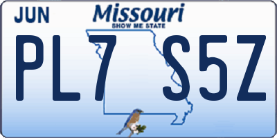 MO license plate PL7S5Z