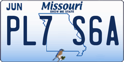 MO license plate PL7S6A