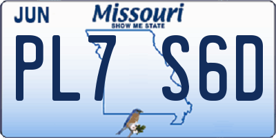 MO license plate PL7S6D