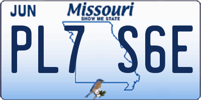 MO license plate PL7S6E