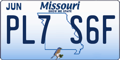 MO license plate PL7S6F