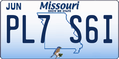 MO license plate PL7S6I