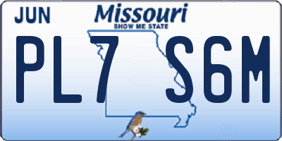 MO license plate PL7S6M