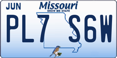 MO license plate PL7S6W