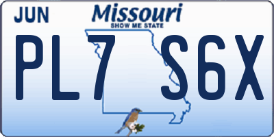 MO license plate PL7S6X