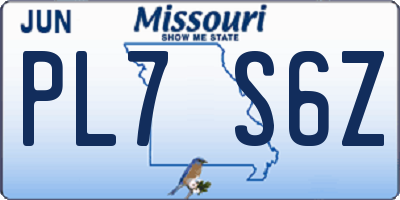 MO license plate PL7S6Z