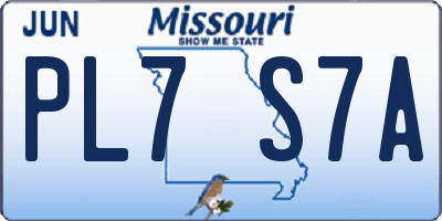MO license plate PL7S7A