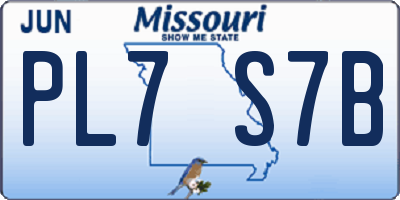 MO license plate PL7S7B