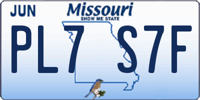 MO license plate PL7S7F