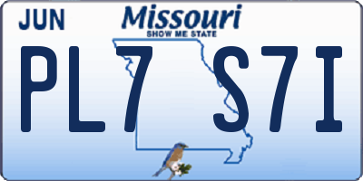 MO license plate PL7S7I