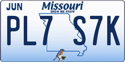 MO license plate PL7S7K