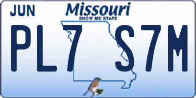 MO license plate PL7S7M