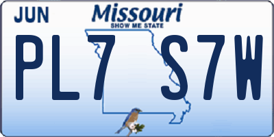 MO license plate PL7S7W