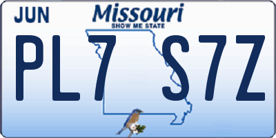 MO license plate PL7S7Z