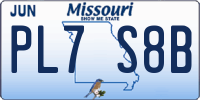 MO license plate PL7S8B