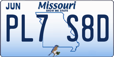 MO license plate PL7S8D