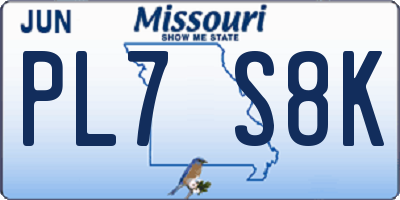 MO license plate PL7S8K