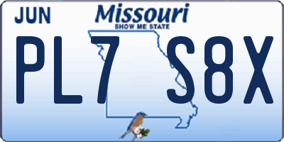 MO license plate PL7S8X