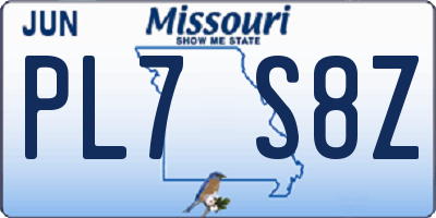 MO license plate PL7S8Z
