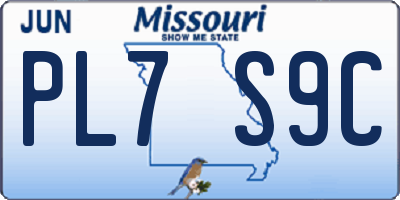 MO license plate PL7S9C